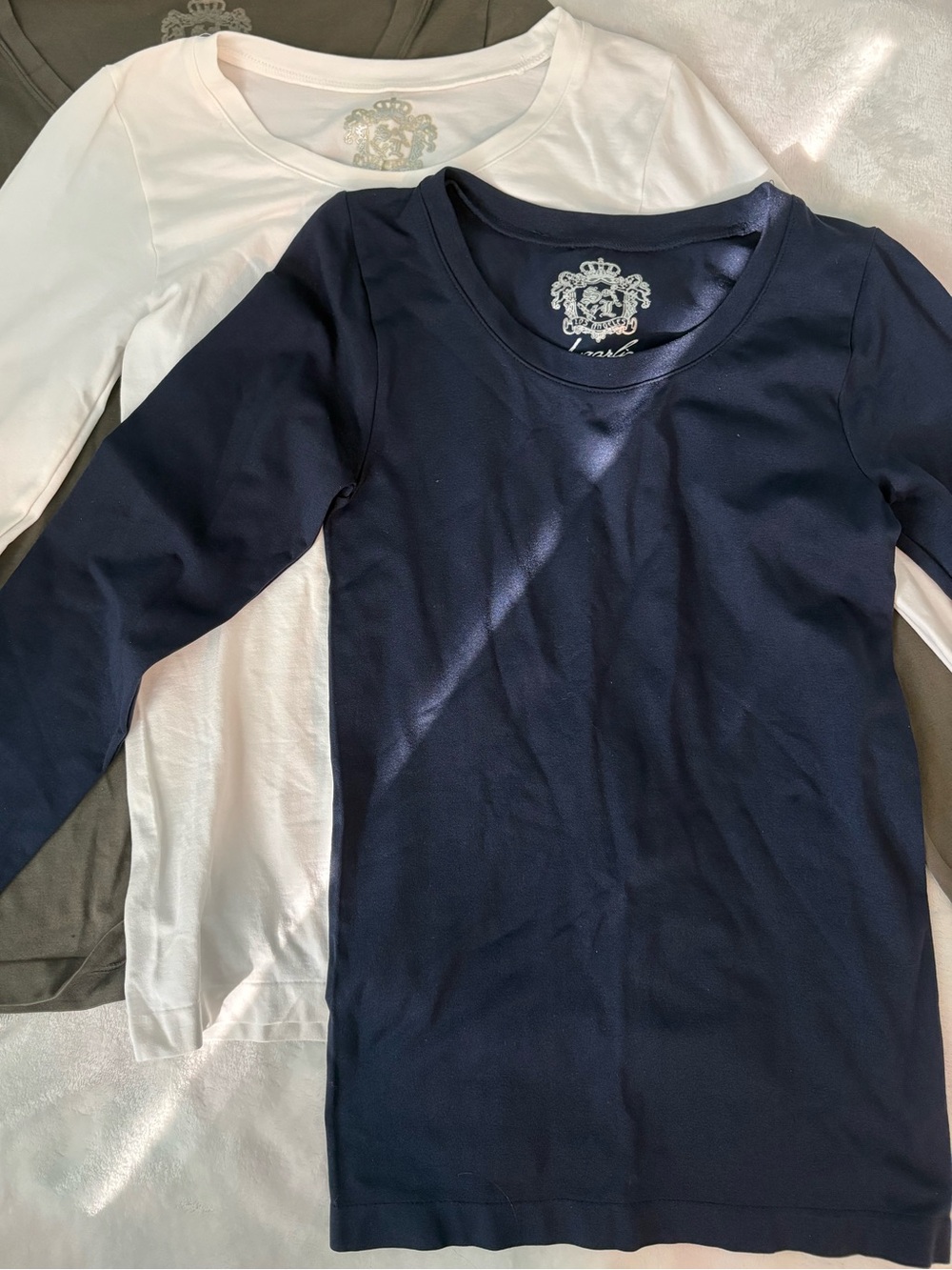 Two Sugarlips Long Sleeve Crew Neck Tops Navy + White One Size